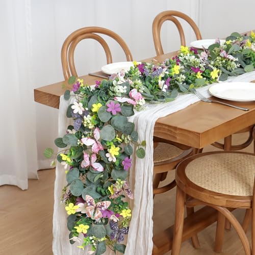 Flower Garland Artificial Daisy Garlands Floral Vines 3D Butterfly - Image 2