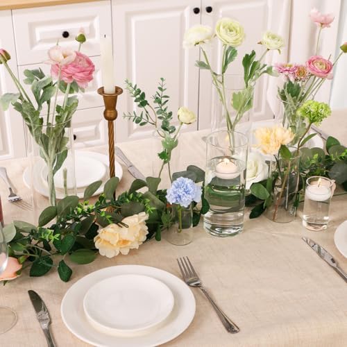 Fixwal 48pcs Clear Glass Cylinder Vases, 4, 6, 8, 10 Inch Tall Cylinder Vases for Centerpieces, Glass Flower Vase, Floating Candle Holder Vase for Table Shelf, Party, Wedding, Home Decor - Image 3