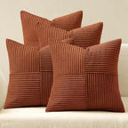 MIULEE Fall Boho Farmhouse Rust Decorative Throw Pillow Covers 20x20 Inch 4 Packs Soft Vintage Pillow Cases Modern Corduroy Patchwork Cushion Covers for Couch Sofa Bed Home Decor, Terracotta by MIULEE