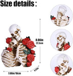 Skull Decor Halloween Decoration: Skeleton Couple Figurines Resin Gothic Statues Vintage Home Decor for Shelf Table Mantel Collectible Wedding Gift (C) - Image 2