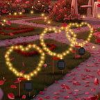 Retisee 3 Pcs Valentines Red Heart Shaped Solar Lights Metal Solar Decorative Lamps with Stakes for Garden Yard Path or Landscape Light Outdoor Decor, 12.7 x 9.3 Inch - Image 6