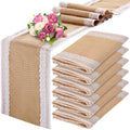 Tatuo 12 Pcs Burlap Table Runners with Lace 12 X 72 Rustic Jute,Cute by Tatuo