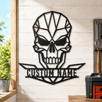 Personalized Skull Metal Sign, Custom Name Garage Decor, Geometric Wall Art - Image 7