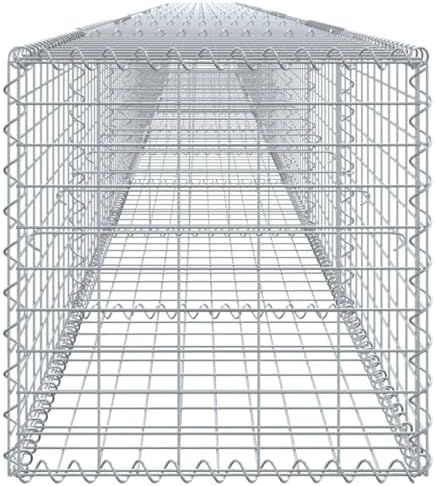 vidaXL Gabion Basket with Cover 393.7"x19.7"x19.7" Galvanized Iron - Image 4