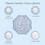 CPC Indigo Blue Block Print Cotton Floral Placemat 15x15 Inch, Set of 4 - Image 3