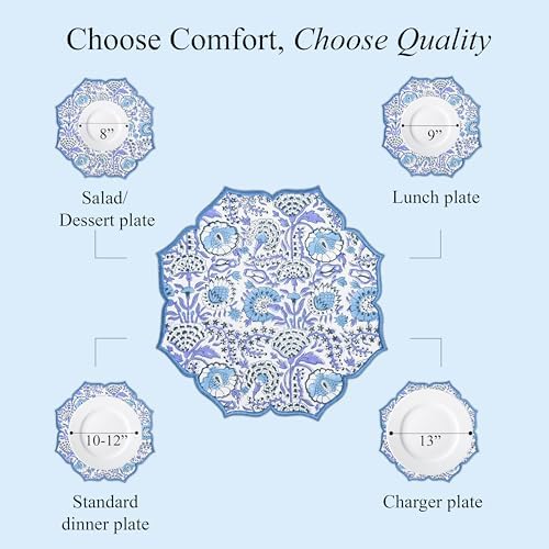 CPC Indigo Blue Block Print Cotton Floral Placemat 15x15 Inch, Set of 4 - Image 3