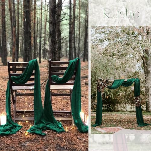 30 Pack Emerald Green Table Runner 10Ft Cheesecloth Table Runner Long Boho Cheese Cloth Table Runners Romantic Sheer Fabric Gauze Table Runners for Wedding Party Bridal Shower - Image 6