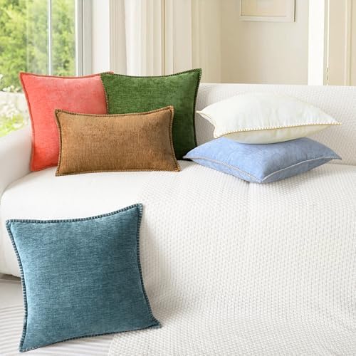 CaliTime Decorative Couch Throw Pillow Covers 24 X 24 Inches Smoke Blue - Image 4