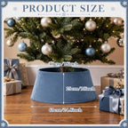 Skylety Gray-Blue Velvet Christmas Tree Collar 24‘’ Tree Base Cover - Image 2