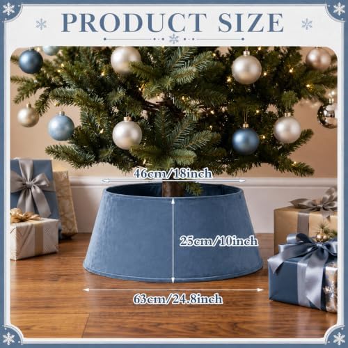 Skylety Gray-Blue Velvet Christmas Tree Collar 24‘’ Tree Base Cover - Image 2