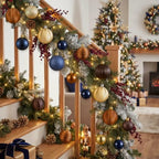 Lunmon 64 Pcs Christmas Ball Ornaments Navy Blue Gold Copper Brown Xmas Bulbs Ornaments 1.6/1.97/2.4 Inch Plastic Hanging Decoration Assorted Size Christmas Decorations for Home Tree Wreath Party - Image 5