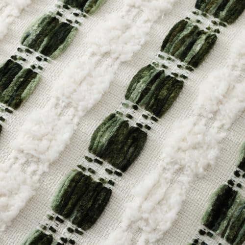 decorUhome Chenille Tufted Stripe Throw Pillow Covers 20x20 Set of 2 Green - Image 3
