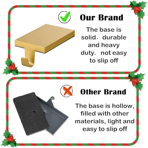 4 Pcs Christmas Stocking Holders Hanging Hooks Heavy Duty Mantel Stocking Holder Bases Weighted Metal Stocking Hangers for Shelf Fireplace Stair Xmas Party Decor (4, Gold) - Image 2
