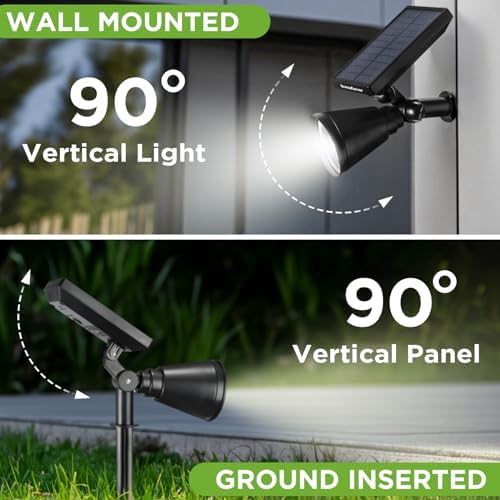 InnoGear 2 Solar Lights Outdoor Spotlight Garden Yard Landscape Flag, White - Image 6