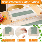 4 Sets Dining Table Decoration Boho Placemat, Green, 12x72 - Image 2