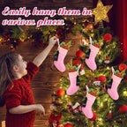 Zubebe 12 Pcs Christmas Mini Stockings Knitted Stocking, Pink - Image 4