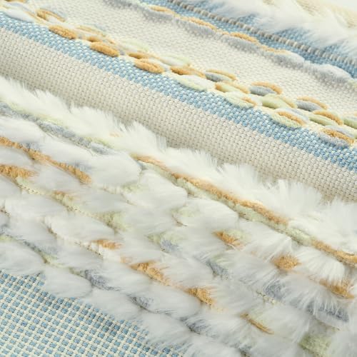 FUTEI 2 Pack Tufted Throw Pillow Covers Covers 30x50 cm,Grey Blue+Mustard - Image 2