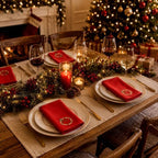 SmoothNovelty 6 Pcs Christmas Wreath Cloth Napkins Xmas Embroidery Linen - Image 4