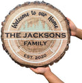Personalized Family Name Wall Sign, Custom Faux Wood Slice Welcome Plaque, Rustic Farmhouse Home Decor, Flat MDF Board with 3D Printed Wood Illusion (Not Real Wood), Housewarming Gift by AydansUniqueFinds