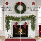 Best Choice Products 9ft Pre-Lit Christmas Garland Holiday Décor for Stairs, Mantel, w/Pine Cones, 2-in-1 White & Multi LED Lights - Image 3