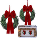 Hotop 2 Pcs 24 Inch Outdoor Christmas Wreath with Large Red Velvet Bow by Hotop
