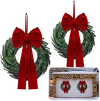 Hotop 2 Pcs 24 Inch Outdoor Christmas Wreath with Large Red Velvet Bow by Hotop