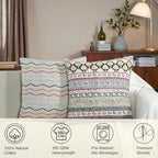 Ridhi Hand Block Print Cotton Floral Throw Pillow Cover, Grey 20x20 Set 2 - Image 6