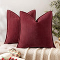 MIULEE Pack of 2 Christmas Burgundy Euro Shams Chenille Pillow Covers 24x24 by MIULEE