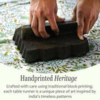 CPC Agate Green Block Print Table Runner 16x60 Inch Long 100% Cotton - Image 4