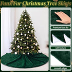 Viorawhite Emerald Green Christmas Tree Skirt, 60 Inch Large Faux Fur - Image 4