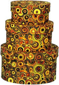 Sarah's Hat Boxes – Orange circles Decorative Gift Box Set of 3 | Elegant Reusable Storage Boxes for Gifts, Keepsakes, Jewelry, or Special Items | Unique Printed Design by SarahsHatBoxes
