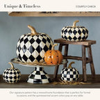 MACKENZIE-CHILDS Resin Pumpkin, Mini, Black-and-White Courtly Check - Image 3