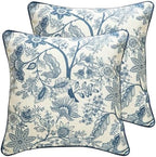 ISAENNE Designer Linen Square Throw Pillow Cover,Set of 2,18"x18"-Ruyi B by Isaennehomedecoration