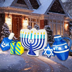 BLOWOUT FUN 8FT Hanukkah Inflatables Menorah Dreidel Gift Box Star Combo - Image 2