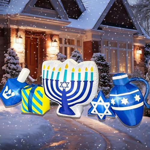 BLOWOUT FUN 8FT Hanukkah Inflatables Menorah Dreidel Gift Box Star Combo - Image 2