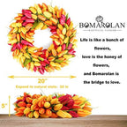 BOMAROLAN Tulip Wreath 20 Inch for Front Door Summer Fall Large Wreaths Springtime All Year Around for Outdoor Door Indoor Wall Or Window Décor Festival Decoration - Image 6