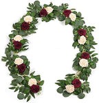 PONATIA 6FT BurgundyArtificial Flowers Eucalyptus Garland by ponatia