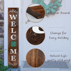 Perfnique Interchangeable Welcome sign for front porch standing, 47 x 7.9 Inch Black Wooden Leaner Sign with 10 Interchangeable Designed Icons, Morden Farmhouse Rustic Seasonal Decor for Spring - Image 5