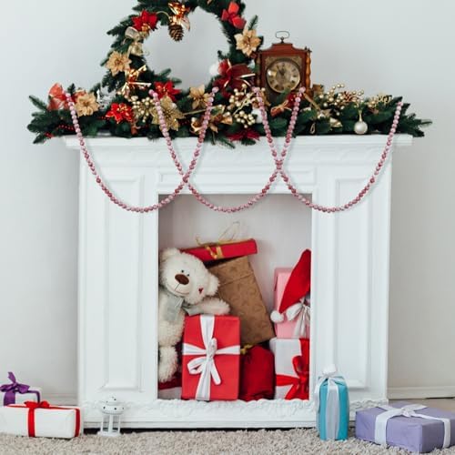 48FT Extra Long Christmas Wood Bead Garland for Mantle (Vintage Red Beads) - Image 5