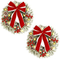 ATDAWN 2 Pcs Christmas Wreath, 15 Inch Outdoor Lighted Wreath for Front Door, Xmas Holiday Party Decorations by ATDAWN