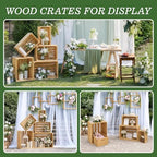 5 Pcs Wooden Crates for Display, Nesting Wood Crate for Storage, 5 Size - Image 4