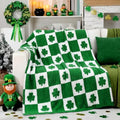 Buryeah St Patricks Day Knit Throw Blanket, 50 x 60 Inch Irish Shamrocks Reversible Knitted Throw Blanket, Lucky Green Clover Cozy Soft Lightweight Gift for Couch Sofa Bed by Buryeah
