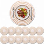 12 Pack Round Woven Placemats 13 Inch Rattan Washable Farmhouse by Gandeer