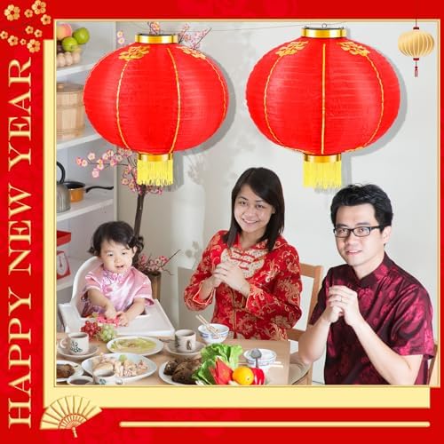 Hortsun 6 Pcs Chinese New Year Lanterns 2026 Lunar New Year Red Lanterns Traditional Hanging Lamp Shade Decor with Golden Tassel for Chinese Spring Festival Vietnamese TET Party Decorations(20 Inch) - Image 6