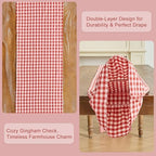 Red Gingham Plaid Ruffle Table Runner 90 Inches Long, 100% Washed Cotton Double Layer Farmhouse Dining Decor for Holiday, Home Party Wedding, 13 x 90 inches - Image 4