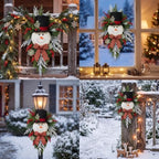 Suncalla 20" Christmas Snowman Wreath Winter Decoration Sign for Front Door - Image 7
