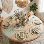 Jingmore 6 Pcs 15 Inch Handwoven Scalloped Placemat,Green - Image 3