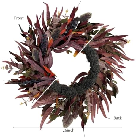 26 Inch Fall Wreaths for Front Door, Eucalyptus and Blueberry Wreath - Image 4