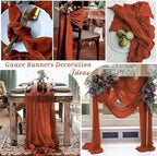 24 Pack Cheesecloth Table Runner, 35x120 Inch Terracotta Table Runners Rustic Burnt Orange Cheese Cloth Boho Gauze Semi Sheer Runner for Wedding Baby Shower Home Decor - Image 6