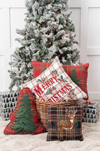 C&F Home Embroidered Deer On Botanical Berries Plaid Christmas Throw Pillow 12" x 12" 12" x 12" Red - Image 3